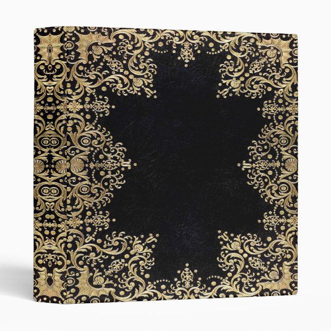 Classeur Livre de Filigree en or noir tombé (Devant/Côté)