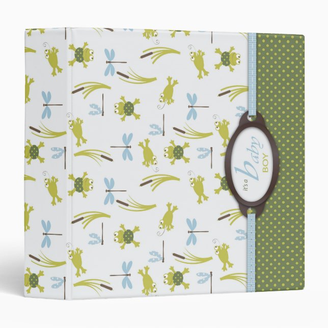 Classeur Livre de mémoire de bébé de grenouille et de (Devant/Côté)