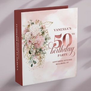 Classeur Livre de Mémoire Elégant Rose Pâle Or Vert 50e