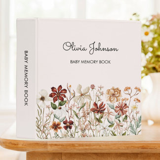 Classeur Livre de mémoire pour bébé Fleur sauvage Vintage p