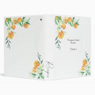 Classeur Livre de recette personnalisé aquarelle orange