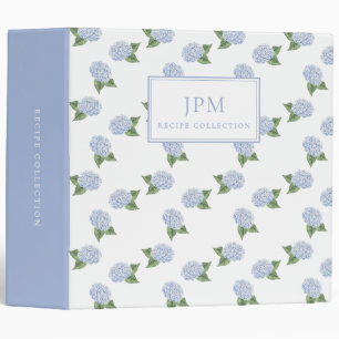 Classeur Livre de recettes à motif de fleurs d'hortensia bl