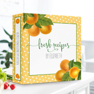 Classeur Livre de recettes agrumes oranges points aquarelle