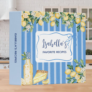 Classeur Livre de recettes aux rayures bleues et citron jau