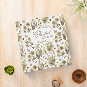 Classeur Livre de recettes bohème avec fleurs sauvages et c
