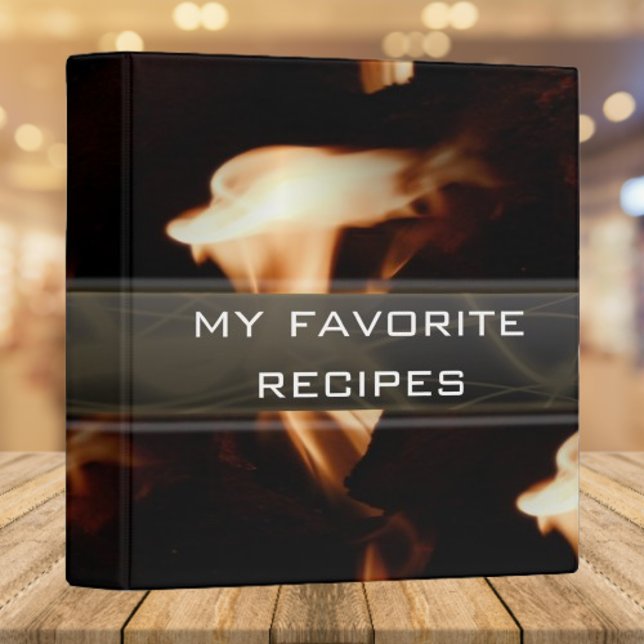 Classeur Livre de recettes Collage de flammes (Flame Collage Recipe Book Binder)