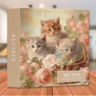 Classeur Livre de recettes Corbeille de chatons vintage Ros