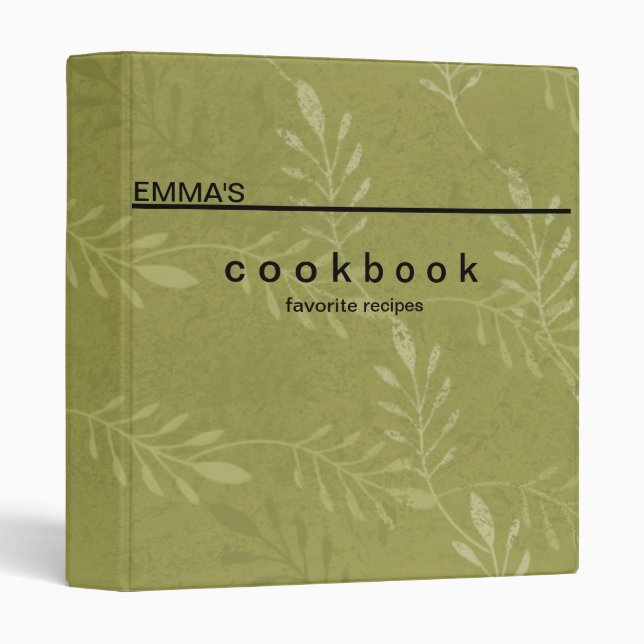 Classeur Livre de recettes d'art botanique personnalisé (Devant/Côté)