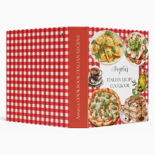 Classeur Livre de recettes de cuisine italienne à carreaux 