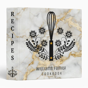 Classeur Livre de recettes de cuisine vintage en marbre Whi