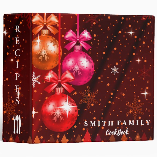 Classeur Livre de recettes de famille de Noël personnalisé (Devant/Côté)
