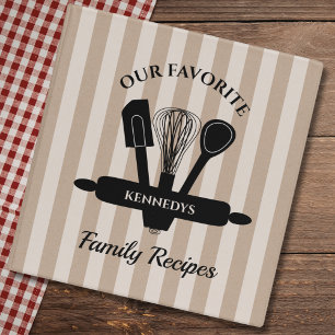 Classeur Livre de recettes de famille en papier kraft rayé