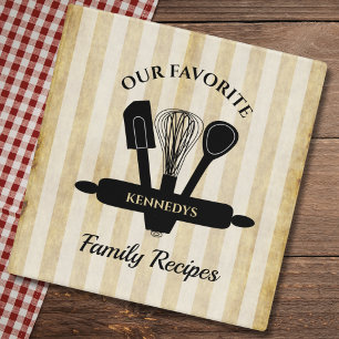 Classeur Livre de Recettes de Famille en Papier Rayé Vintag
