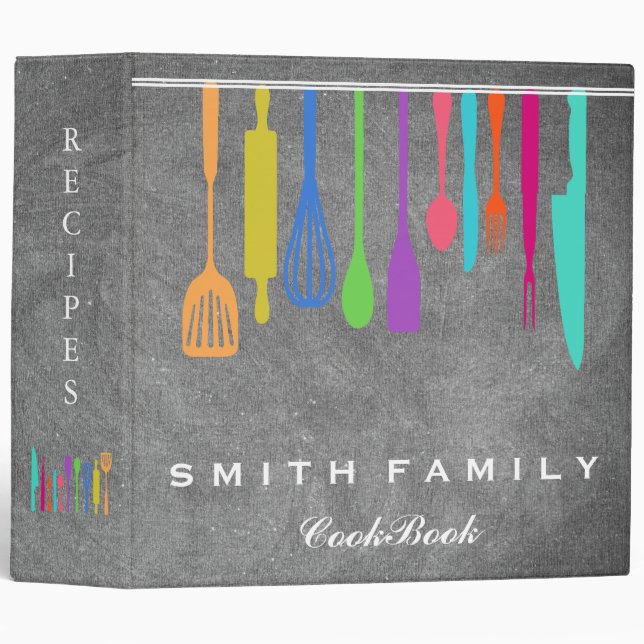 Classeur Livre de recettes de famille personnalisées Blackb (Devant/Côté)