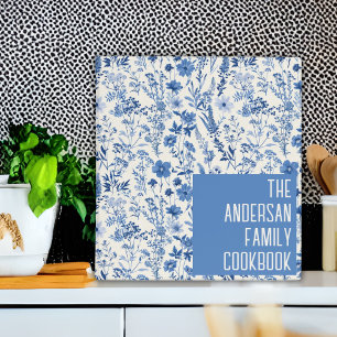 Classeur Livre de recettes de famille Toile de Jouy bleue v