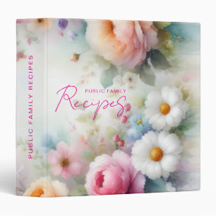 Classeur Livre de recettes de fleurs à l'aquarelle écriture
