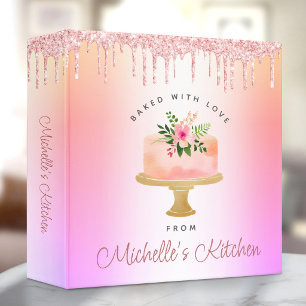Classeur Livre de recettes de gâteau paillettes rose violet
