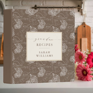 Classeur Livre de recettes de grand-mère marron rétro pour