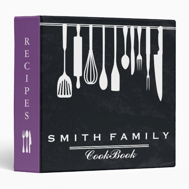 Classeur Livre de recettes de la famille du tableau noir (Devant/Côté)