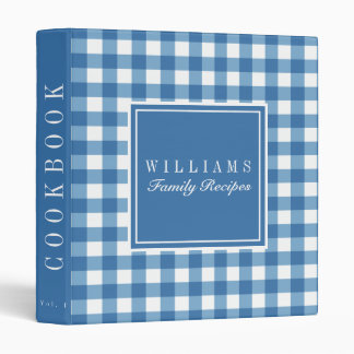 Classeur Livre de recettes de la famille En vichy bleu
