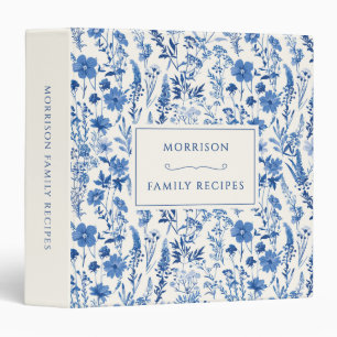 Classeur Livre de recettes de la famille Fleur sauvage bleu