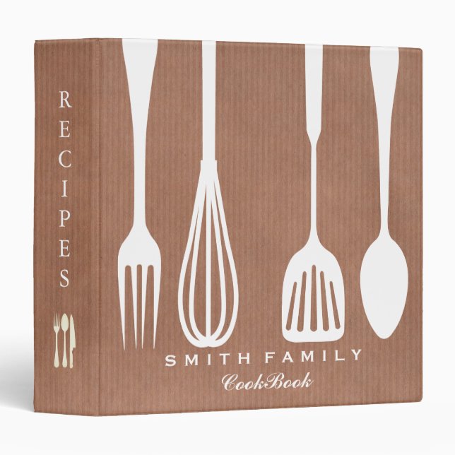 Classeur Livre de recettes de la famille Kraft Rustique per (Devant/Côté)