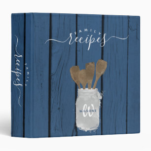 Classeur Livre de recettes de la famille Rustic Blue Wood J
