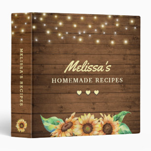 Classeur Livre de recettes de la famille Rustic Sunflower