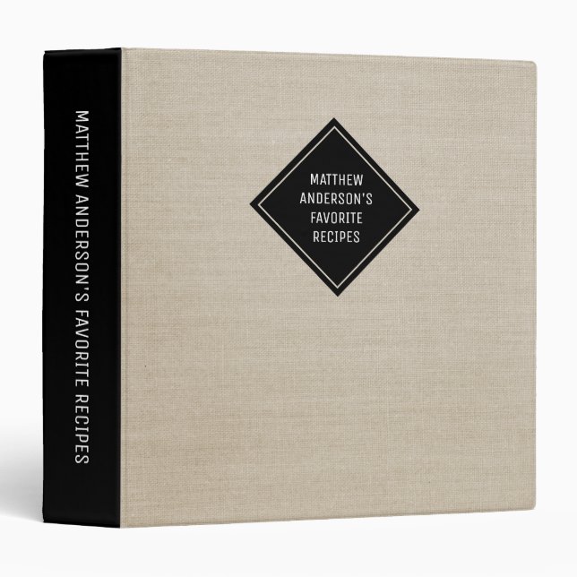 Classeur Livre de recettes de lin moderne simple (Devant/Côté)