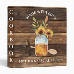 Classeur Livre de recettes de maman Tournesols en bois rust