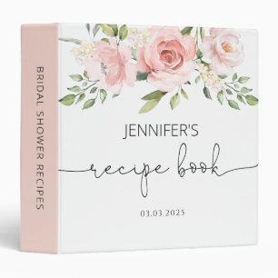Classeur Livre de recettes de mariage floral rose rose blus