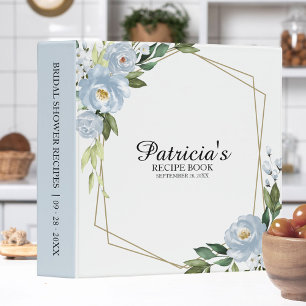 Classeur Livre de recettes de mariage géométrique bleu pous