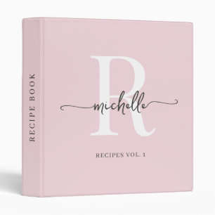 Classeur Livre de recettes de monogramme de script élégant