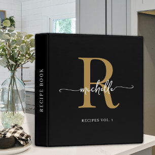 Classeur Livre de recettes de monogramme de script élégant 