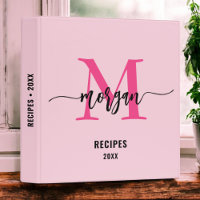 Livre de recettes de Monogramme rose chaud fille