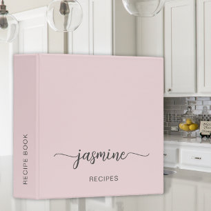 Classeur Livre de recettes de monogramme rose simple blush