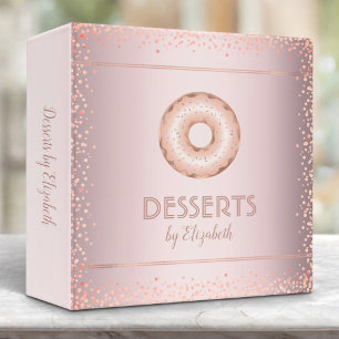 Classeur Livre de recettes de pâte à beignet rose or scinti