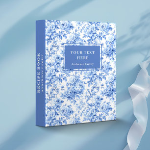 Classeur Livre de recettes de roses bleues de toile traditi