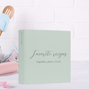 Classeur Livre de recettes de script vert Sage