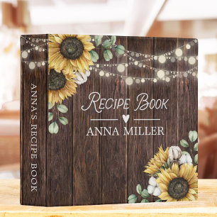 Classeur Livre de recettes de tournesol rustique Eucalyptus