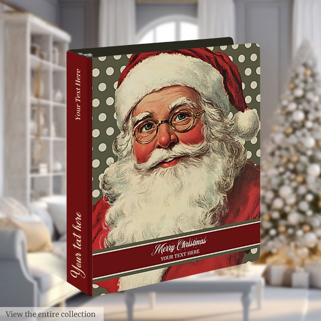 Classeur Livre de recettes de vacances du Père Noël (Old Time Santa Claus Holiday Recipe Book)