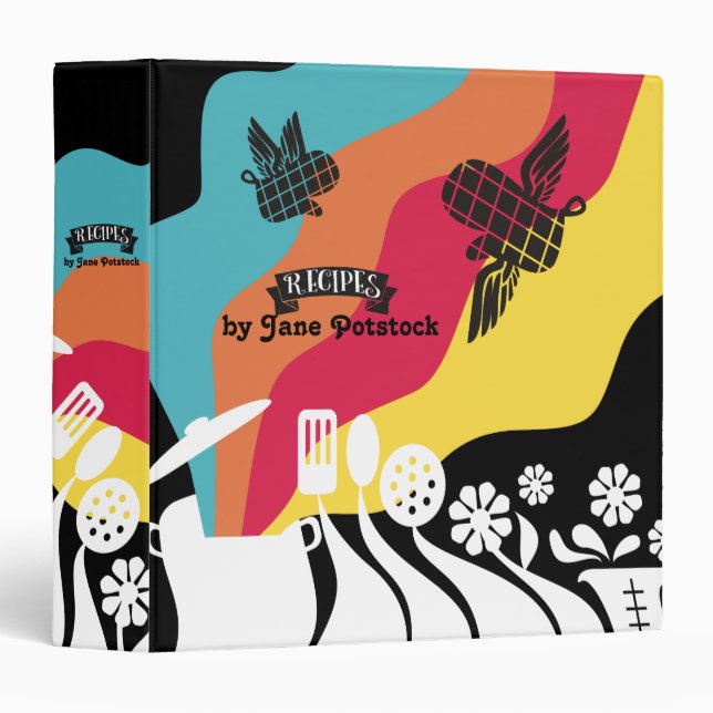 Classeur Livre de recettes des ustensiles super de couleur  (Devant/Côté)