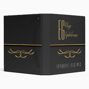 Classeur Livre de recettes d'or noir avec monogramme person