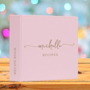 Classeur Livre de recettes élégant monogramme rose blush
