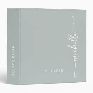 Classeur Livre de recettes élégant monogramme vert sauge