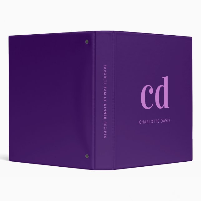 Classeur Livre de recettes en monogramme rose violet (Arrière-plan)