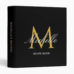 Classeur livre de recettes en or monogramme élégant livre d