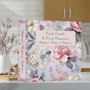 Classeur Livre de recettes floral romantique bleu et rose P