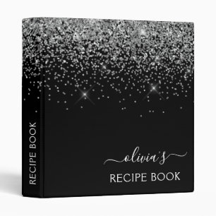 Classeur Livre de recettes Parties scintillant noire argent