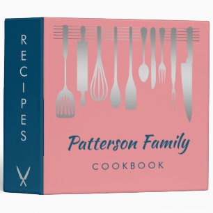 Classeur Livre de recettes personnalisé en argent de la fam